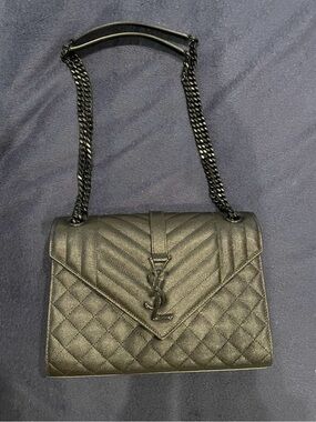 Saint Laurent Black Quilted Chevron & Diamond Shoulder Bag